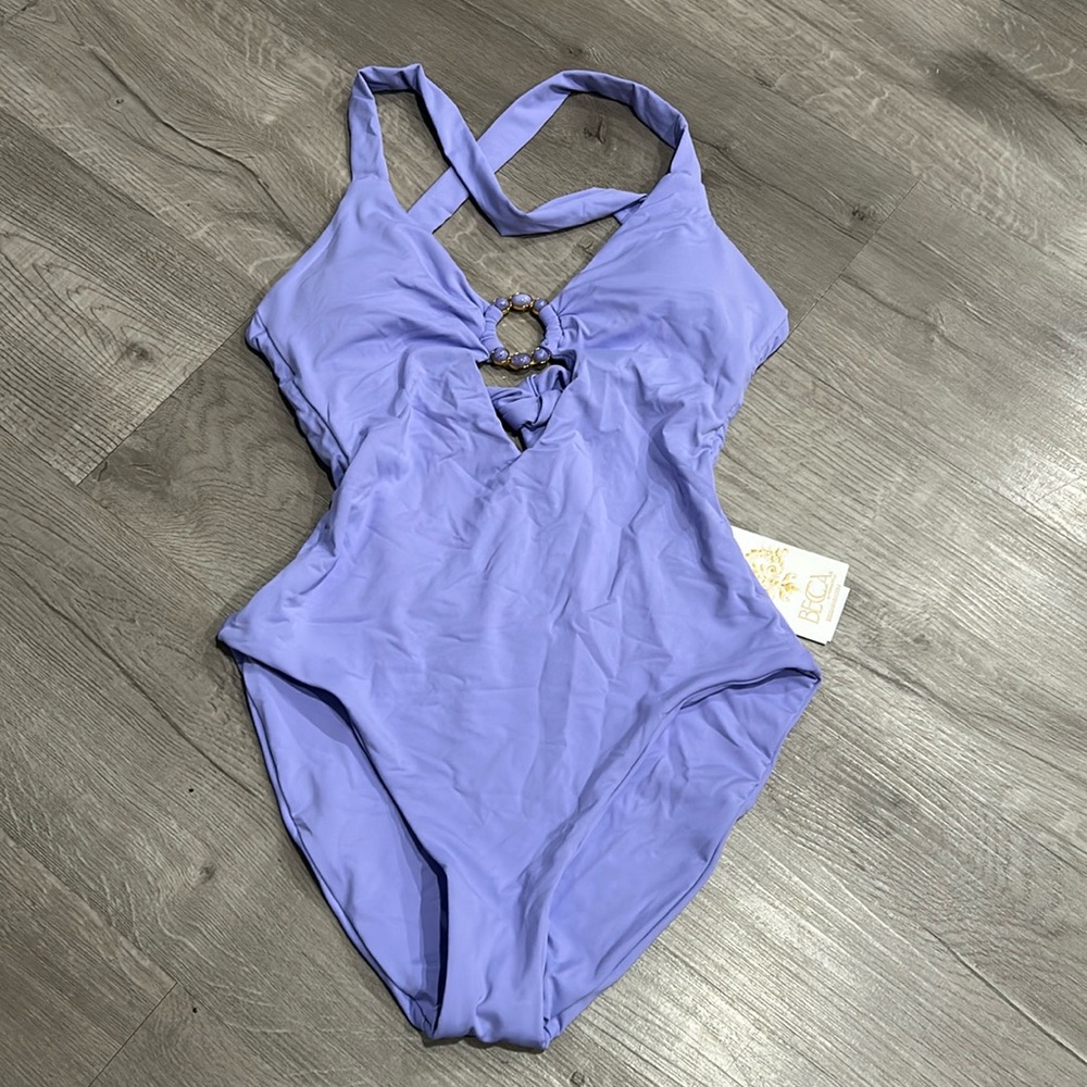 BECCA | Women's Modern Edge Strappy Ribbed One-Piece Swimsuit
